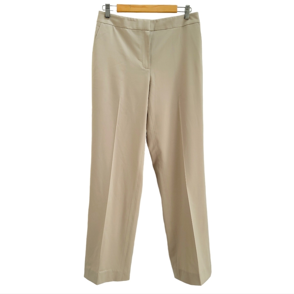 Lafayette 148‎ New York Wool Khaki Tan Straight Leg Dress Trousers Pants Tall
